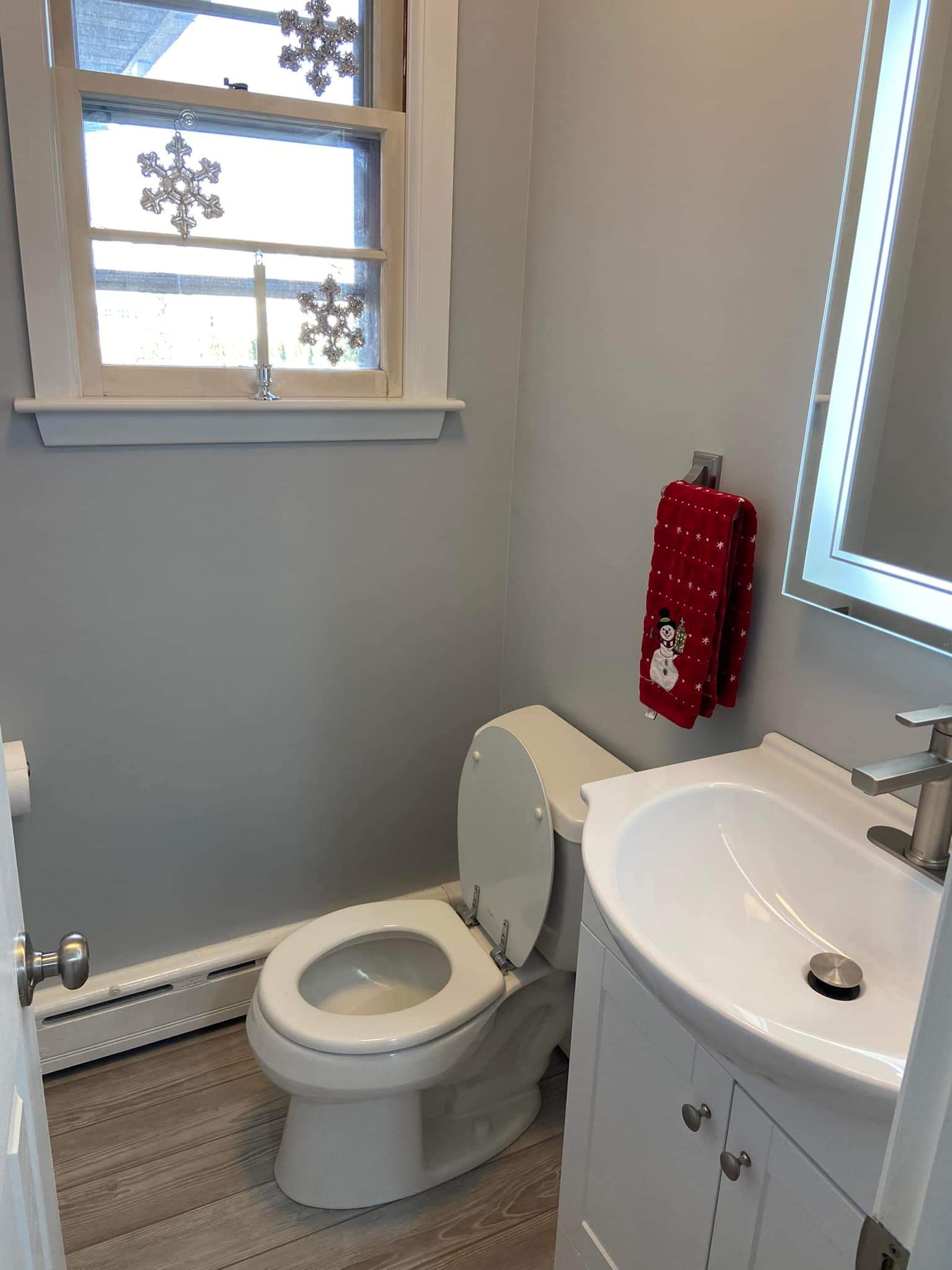 Finished second bathroom — new sanitaryware, LED mirror and floor tiles