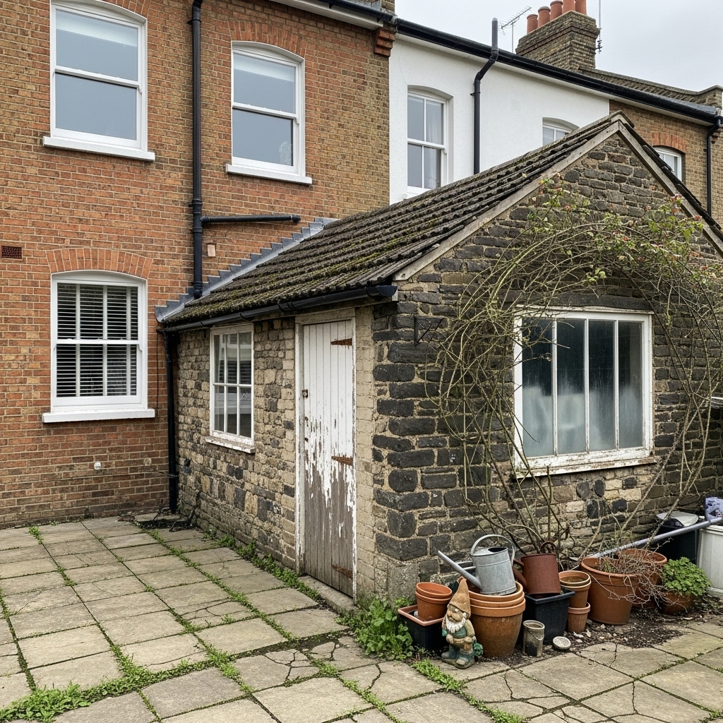 House before wraparound extension — style reference